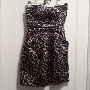 Purple and black cheetah print bustier party dress